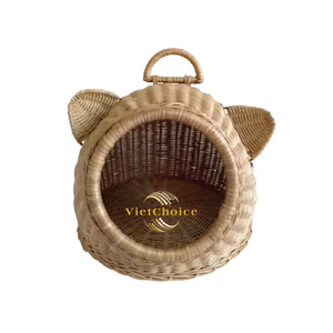 Casa para Gatos y Perros Hecha a Mano con Ratán Vietchoice, Fabricada en Vietnam, Ratán Tejido de Alta Calidad y Metal, Ecológica - Product Image 2