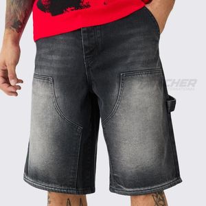 Shorts en jean pour hommes, vente en gros, style Y2K, streetwear d'été, décontracté, broderie, délavage clair - Product Image 1