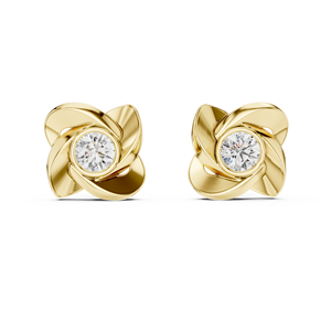<b>Moissanite</b> Stud <b>Earrings</b> Brilliant Cut Flower Shape Gold Plated 925 Silver Bezel Setting Women's Luxury Classic Wedding Jewelry - Product Image 3