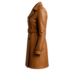 Solid Trader Premium Quality Light Weight Secure Comfortable Daily Commute Clothing Womens <b>Long</b> <b>Leather</b> <b>Jacket</b> - Product Image 5