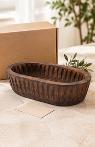 Cuenco Decorativo de Madera de Mango, Cuenco Largo de Madera, Centro de Mesa Rústico, Decoración para el Hogar, Cuenco para Servir Frutas, Cuenco de Madera Hecho a Mano - Product Image 6