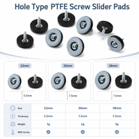 Glissière de pied de table fixe à vis en PTFE de 38 mm pour un déplacement fluide des meubles