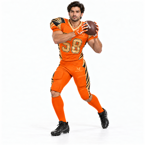 Tenue de football américain personnalisée, maillot et pantalon sublimés orange, vêtements d'entraînement et de match pour équipe, spandex/polyester respirant - Product Image 1