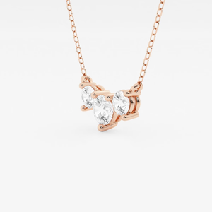 Colgante de Tres Piedras con Diamante Cultivado en Laboratorio de 1 Quilate, Cadena Ajustable, Joyería Elegante y Brillante, Regalo para Mujer - Product Image 1