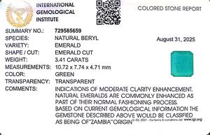 มรกตสีเขียวทรงแปดเหลี่ยม 3.41 กะรัต จากแซมเบีย พลอยหลวม - Product Image 6