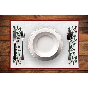 Hermoso mantel individual con diseño de bordado navideño para decoración del hogar en Navidad con tamaño y logotipo personalizados. - Product Image 5