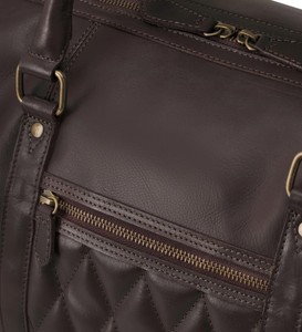 Sac de voyage week-end en cuir marron foncé de qualité supérieure, grande capacité, léger, avec fermeture éclair, 15 pouces, pour homme - Product Image 2