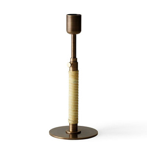 Juego de Portavelas de Metal con Acabado Bronce Antiguo, con Tallos de Ratán Enrollados y Forma Redonda para Iluminación de Mesa en el Hogar - Product Image 5