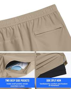 Shorts de sport décontractés pour hommes avec broderie personnalisée, cordon de serrage, pour la gym, la course, le fitness, le basketball, en maille - Product Image 3