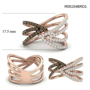 Wholesale Jewellery Stylish Design High Quality 18k Solid Rose Gold Brown Diamond Unique Wedding Ring for Girl Pave Setting - Product Image 6