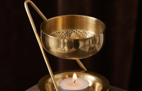 Brûleur d'encens en fer doré, porte-bougie chauffe-plat en métal, bol suspendu, diffuseur d'huiles essentielles, vente en gros