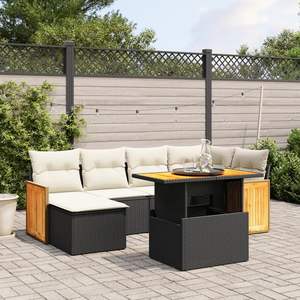 Ensemble de canapés de jardin modernes 6 places en rotin PE noir avec rangement, design contemporain pour terrasse - Product Image 3