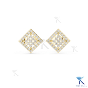 Lab Grown Diamond Open Geometric Rhombus <b>Stud</b> Earrings Cross Cluster Pave Halo 14K 18K Solid Gold Fine Women Wedding Party - Product Image 4