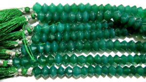 Onyx vert naturel, forme Dholki, rondelle facettée, 8 à 12 mm, brin de 9 pouces de long - Product Image 2