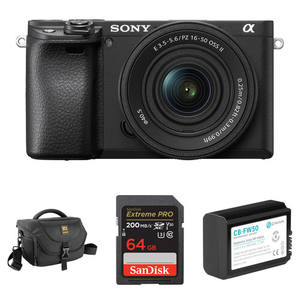 Cámara sin Espejo A6400 para Vlogs con Pantalla Dual, Sensor CMOS, Construcción de Vidrio y Lente de 16-50 mm F/3.5-5.6 II - Product Image 1