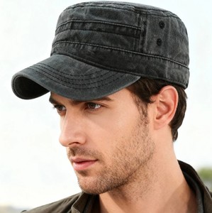 2026 New Black Unisex Cotton <b>Flat</b> Cap Adjustable Breathable Casual Style Spring Summer Wear Adults Best Seller <b>Flat</b> Caps ODM - Product Image 5