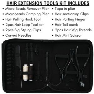 Professional Hair Extension Tools Kit Microbeads Crimping Remover TapeIn Plier Keratin Bond Cutter Hook Loop <b>Comb</b> <b>Parting</b> Finger - Product Image 2