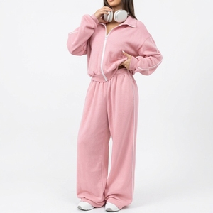 <b>Women</b> <b>Fleece</b> Tracksuit Two Piece Hoodie <b>Jogger</b> Pants Warm Winter Casual Sportswear Matching Set Custom Private Label - Product Image 2
