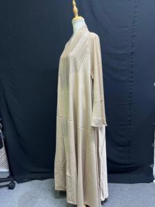 Dubai Style Women's Abaya Beaded V Neck Long Sleeve Islamic Saudi Arabian <b>Eid</b> Prayer Solid Vintage Meera Fashion Designers - Product Image 5