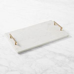 Plateau de service décoratif en marbre pour la table basse, avec un motif de veinage naturel et un style contemporain sophistiqué pour la maison. - Product Image 3
