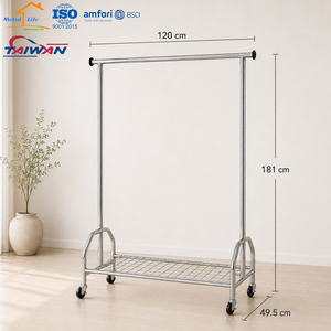 Made in Taiwan Heavy Duty Rolling Garment Rack with Bottom <b>Wire</b> <b>Shelf</b> and Wheels for Retail Store - Product Image 3