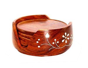 Wooden Handmade Drink Coasters Rustic Wooden Tea Coffee Cup <b>Mats</b> for Dining Table Home <b>Kitchen</b> Office Decor - Product Image 6
