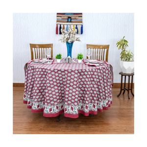 Striped Embroidered Classic Style Woven Cotton <b>Square</b> <b>Tablecloth</b> 70x108 Inch Washable Home Use Customizable - Product Image 1