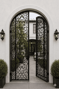 KHP Traditional Rustic Wrought Iron Exterior Entry Gate Decoration Manual <b>Swing</b> Style Finished Surface Garden Use 1 Year - Product Image 2