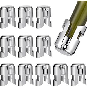Lot de 12 bouchons de vin réutilisables en acier inoxydable pour champagne, bouchons de bouteille, scellants et tire-bouchons - Product Image 1