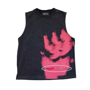 T-shirt sans manches pour femme, jersey de coton premium 240 GSM, noir, rose, impression spray, graphisme personnalisé airbrush, chemises en coton pour femme - Product Image 1