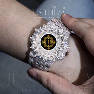 Reloj de Lujo JH con Diamantes, Caja Redonda de 42 mm, Cristal de Zafiro, Cuarzo Analógico, Reloj para Hombre, Correa de Acero Inoxidable, Cierre Desplegable - Product Image 5