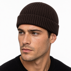 Top selling Custom Ribbed Beanie <b>Men</b> Chocolate Brown Cuffed Warm <b>Cap</b> OEM - Product Image 4