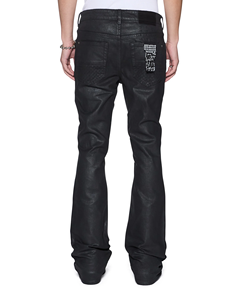 New Trendy Hot Sale Mens <b>Bell</b> Bottom Waxed Denim Jeans Breathable Lightweight Solid - Product Image 3