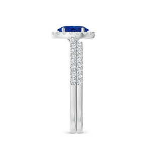 Anillo de Compromiso y Boda de Oro Sólido de 14K con Zafiro Azul Clásico y Diamantes, Joyería Fina Hecha a Mano y Personalizada - Product Image 3