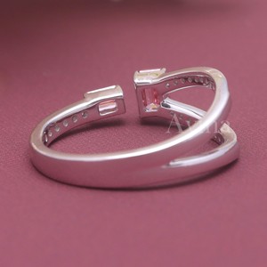 IGI Certified Fancy Pink Lab Grown Diamond Open <b>Ring</b> 18K Gold Emerald Cut Toi Et Moi <b>Adjustable</b> <b>Ring</b> - Product Image 4