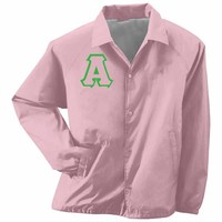 Blouson Bomber Unisexe Personnalisé Delta Sorority DST en Toile Écologique Imperméable avec Fermeture Éclair et Lettres Grecques Brodé