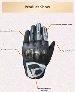 Full <b>Finger</b> Touch Screen Racing <b>Gloves</b> Carbon Fiber Shell Anti-Fall Protection Breathable Leather Unisex Cycling All Seasons - Product Image 5