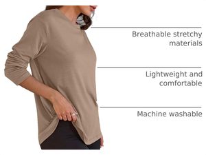 Camiseta de Punto de Manga Larga para Mujer, a la Moda, Informal, con Cuello Redondo, Suave y Cómoda, con Logotipo Personalizado, Corte Ajustado - Product Image 5
