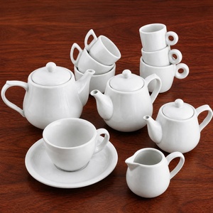 Ensemble de vaisselle en porcelaine blanche minimaliste durable en gros, service moderne de thé et café avec tasses et soucoupes pour hôtels, restaurants et cafés - Product Image 6