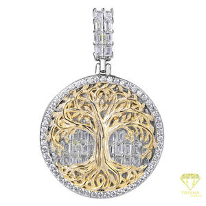 Iced Out <b>Tree</b> Pendant <b>Necklace</b> With Gold Finish and Premium Moissanite Stones 925 Sterling Silver Fashion Jewelry - Product Image 5