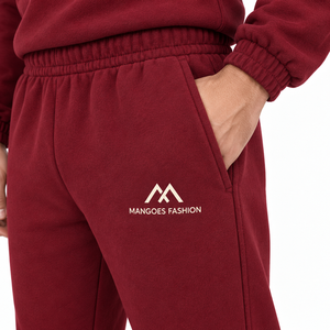 Conjunto Deportivo Unisex Mangoes Fashion Color Granate, Cuello Alto con Cordón, Poliéster/Algodón, Pantalones Casuales con Bolsillos Laterales, Transpirable - Product Image 3