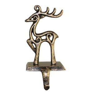 Cast Bronze Deer Christmas <b>Stocking</b> <b>Holder</b> Decorative Hook Christmas Decor - Product Image 1