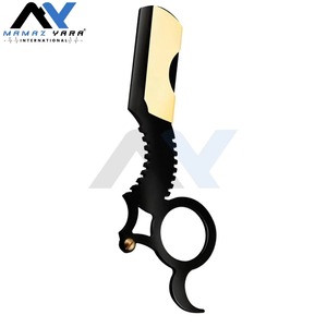 Professional <b>Vintage</b> Finger Handle Straight Edge Razor Lightweight Beard Shaper Hairdressing Shavette Compatible Double Edge - Product Image 3