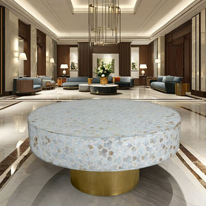 Mesa de centro geométrica contemporánea, diseño minimalista con marco de metal, muebles modernos para sala de estar, Material de hueso - Product Image 1