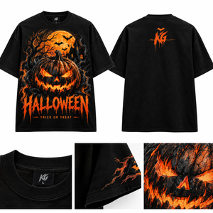 <b>Halloween</b> Pumpkin Print Men's Oversized Black <b>T</b>-<b>Shirt</b> Short Sleeve O-Neck Casual Cotton Jersey Breathable Design - Product Image 4