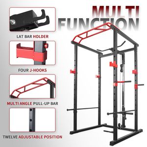 Capacità di 1000 libbre casa regolabile Pullup Squat Rack Multi-funzionale gabbia di potenza per Fitness completo bilanciere palestra Rack casa - Product Image 6