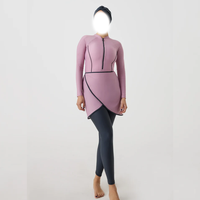 Maillot de bain islamique deux pièces à manches longues pour femme, burkini écologique respirant, coupe haute, modeste, devant