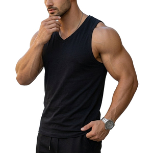 Wholesale Men's V-Neck Slim Fit Muscle Tee Sleeveless Gym Tank <b>Top</b> Customizable Vest Athletic Casual Streetwear Tank <b>Top</b> For Men - Product Image 5