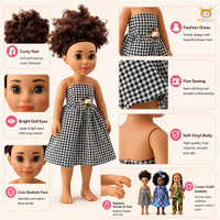 TUSALMO Großhandel Maßgefertigte 14-Zoll Bunte Babypuppe aus Weichem Vinyl mit Lockigem Haar, Amerikanisch-Afrikanische Puppen für Kinder und Mädchen, Weiches Spielzeug