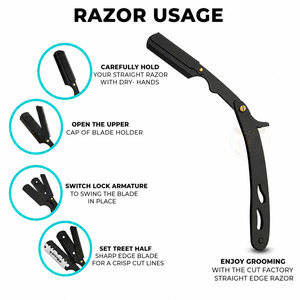 Rasoir droit avec 100 lames de rasoir à lame unique Platinum Treat pour hommes - Rasoir droit professionnel pour barbier pour un rasage précis - Product Image 3